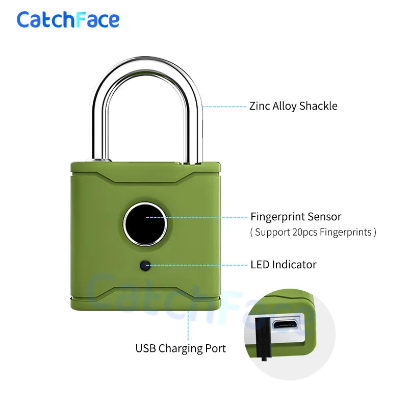 TTLock Fingerprint Smart Padlock – Waterproof Bluetooth App Unlock + USB Rechargeable