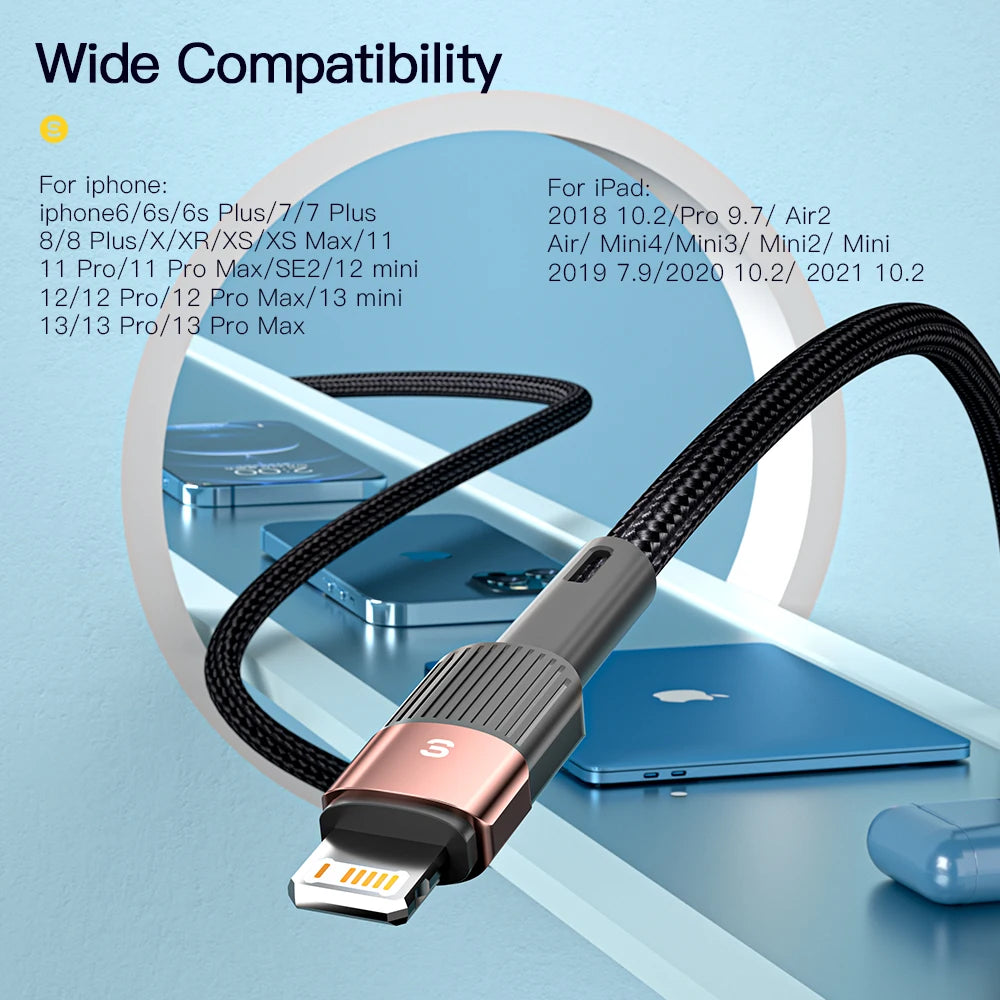 Charge Cable USB A To Lightning, From Essager, Color Black