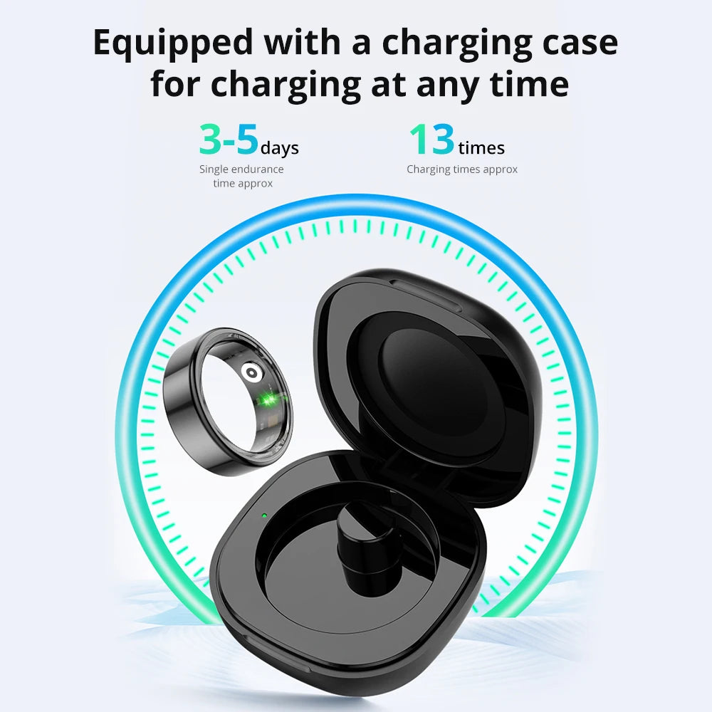 COLMI R02 Smart Ring – 39-Day Battery, Health Tracking + Charging Case, 5ATM, Silver