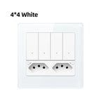 AVATTO Tuya WiFi 4x4 Switch & Socket Brazil – 4 Button Wall Panel, 16A Smart Control