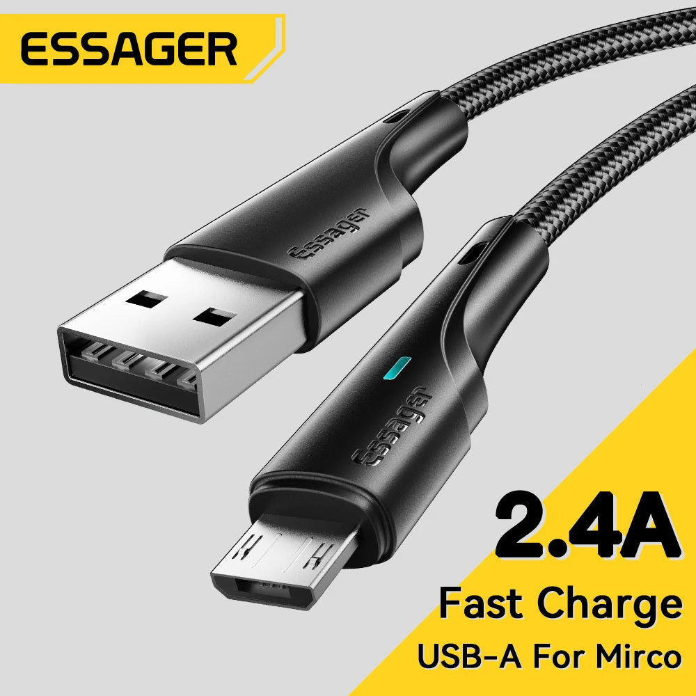 Charge Cable USB To Micro, From Essager, Color Black