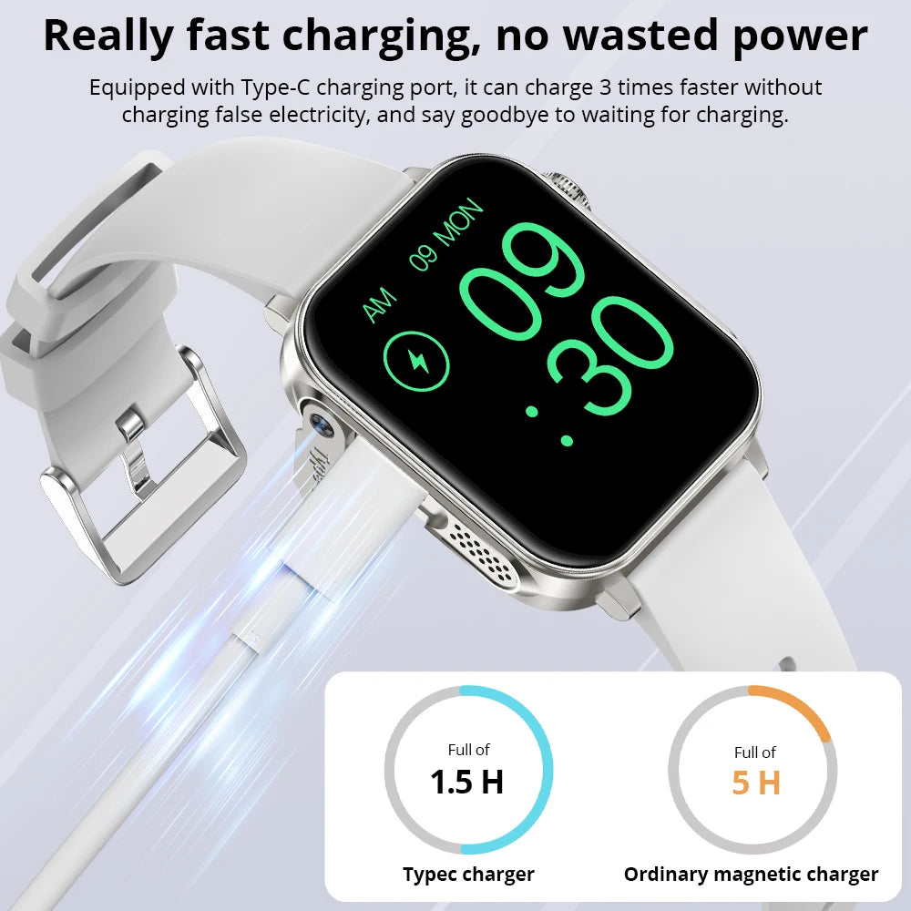 COLMI P80 Type-C Smartwatch with Bluetooth Calls & Flashlight, Black steel strap