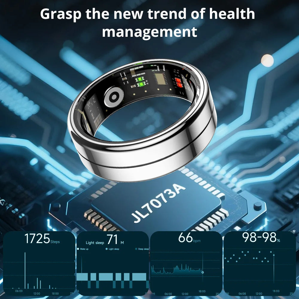 COLMI R07 Smart Ring with Charging Case (5ATM, HR & SpO₂), Silver