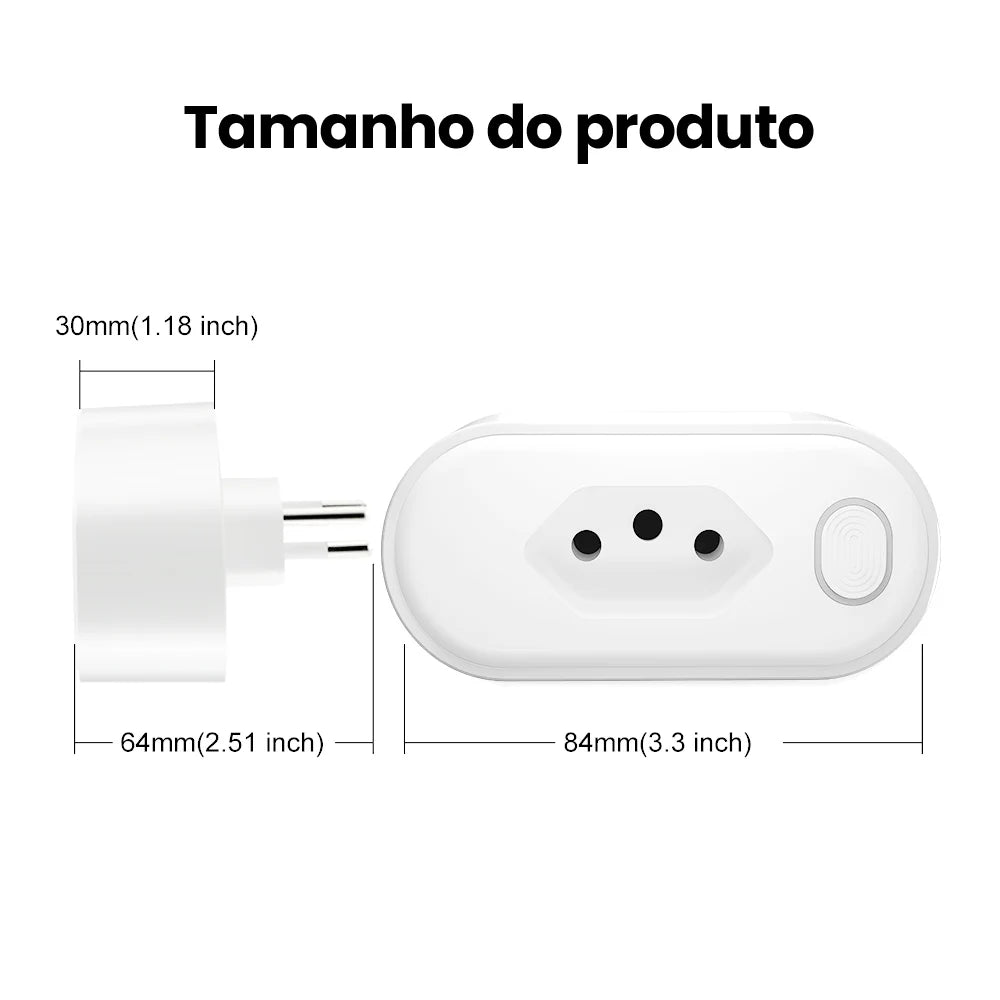 AVATTO Tuya WiFi Smart Plug Brazil – 16A/20A Smart Life Remote Socket (OT10)
