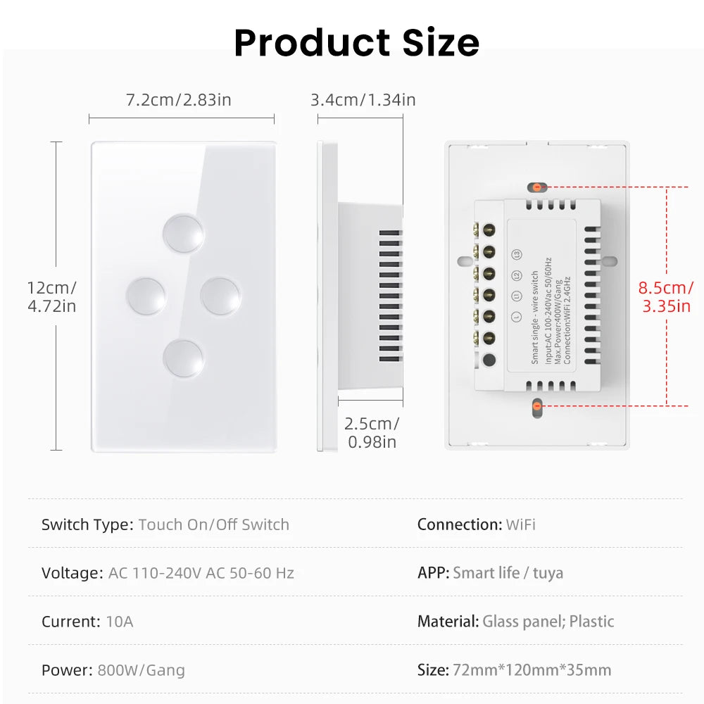 AVATTO Tuya WiFi Smart Groove Touch Switch – No Neutral, Alexa/Google (LTS02RD-US)