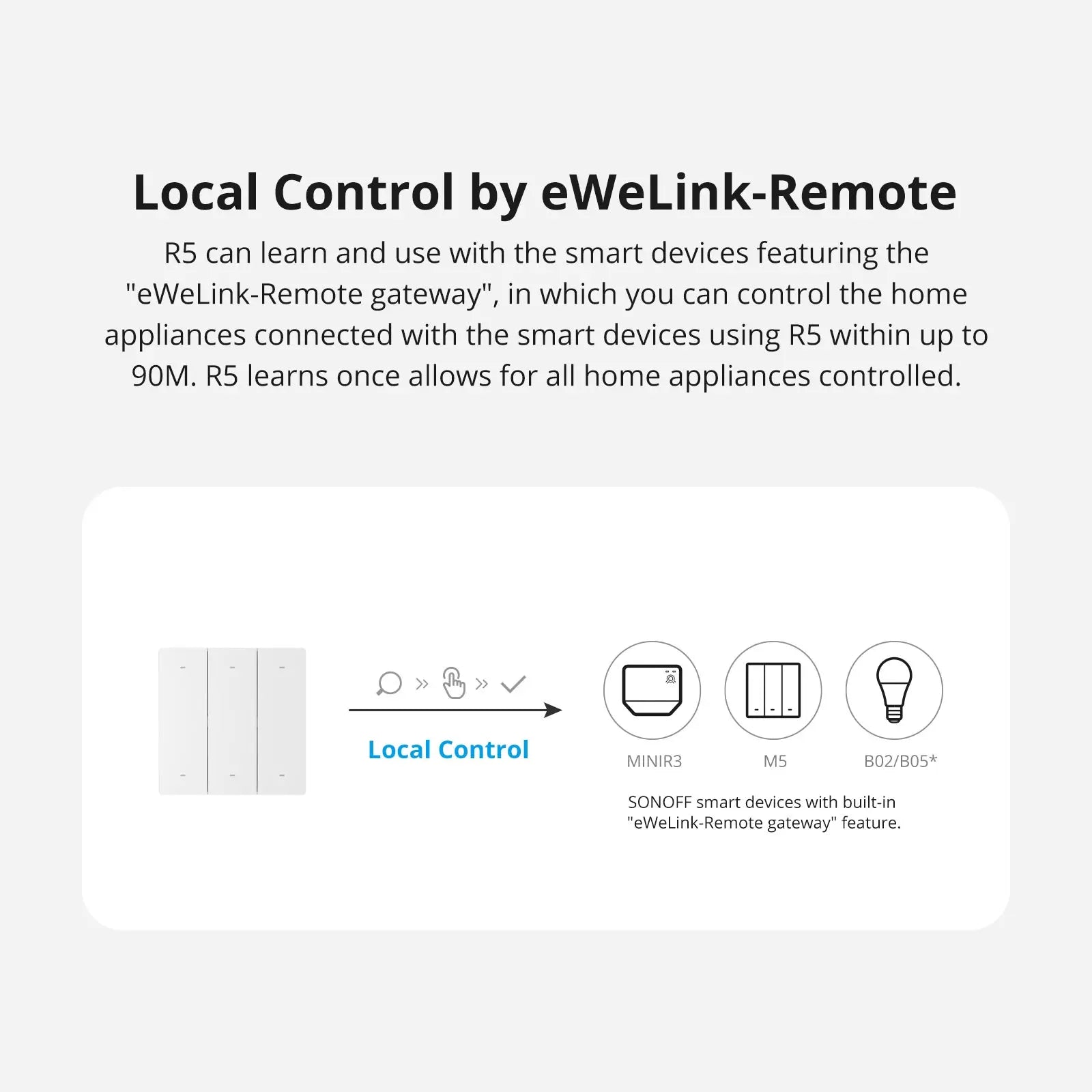 جهاز تحكم مشاهد SONOFF R5W – مفتاح eWeLink لاسلكي بستة أزرار