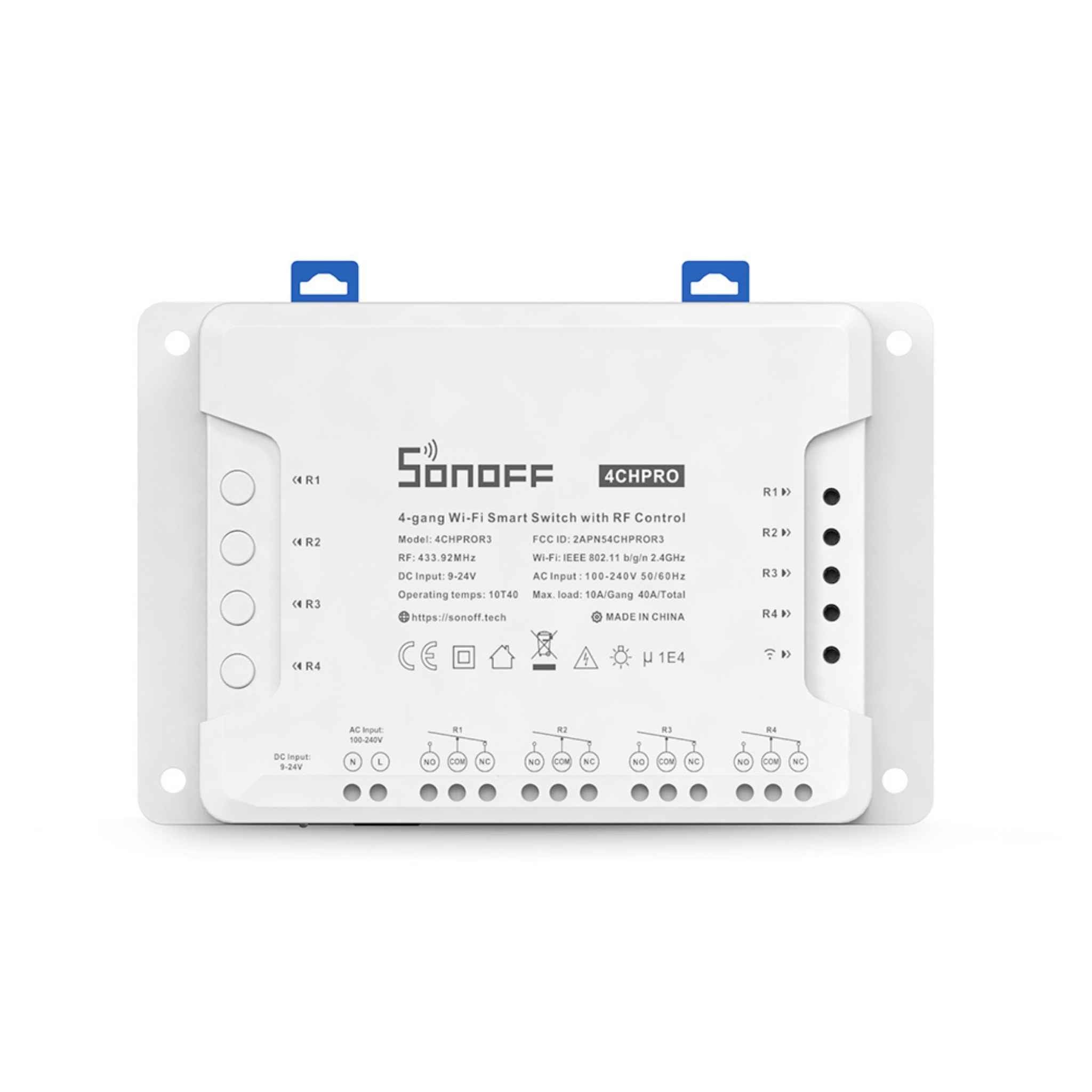SONOFF 4CH PRO R3 Smart WiFi & RF Switch – 4 Gang Remote Control, Works with Alexa & Google Home