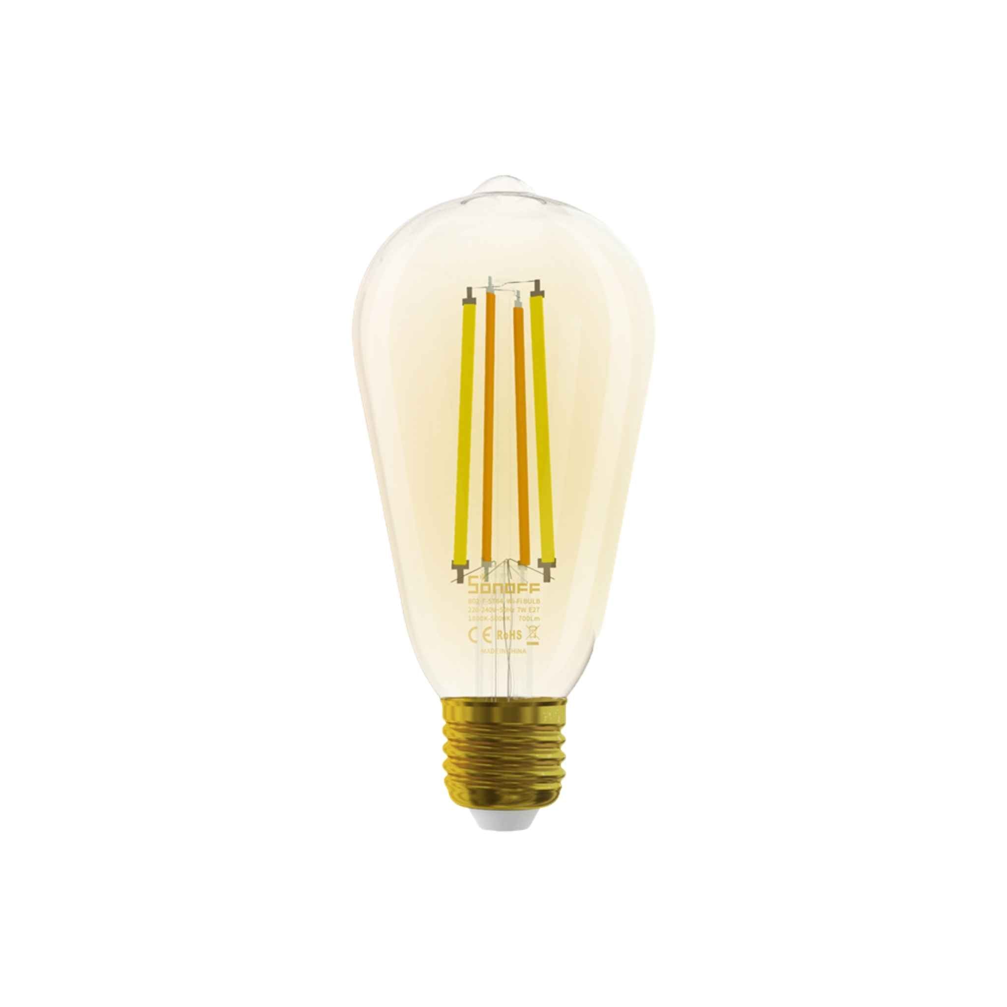 SONOFF B02-F-ST64 Smart WiFi LED Filament Bulb with E26/E27 Base, Alexa & Google Home Compatible