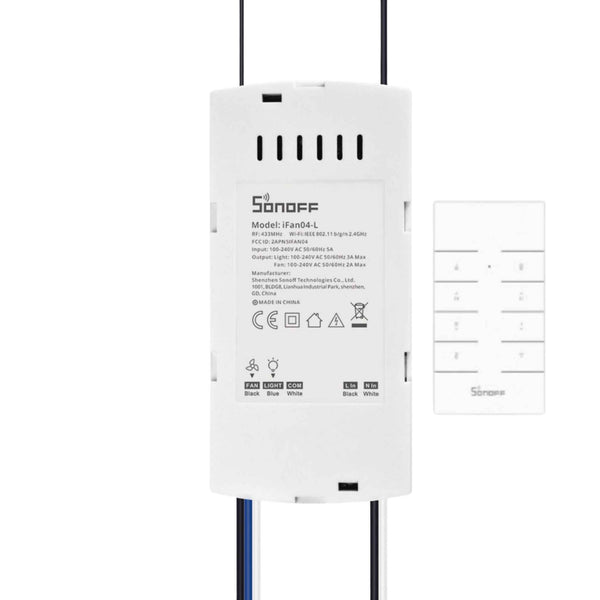 SONOFF iFan04-L Smart WiFi Ceiling Fan & Light Controller with Remote & Voice Control