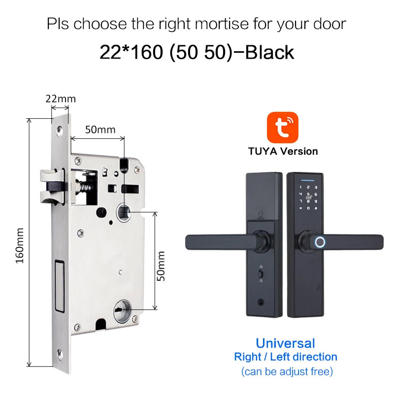 Tuya WiFi Smart Door Lock – Fingerprint, IC Card & Touchscreen Keypad (520TUYA)