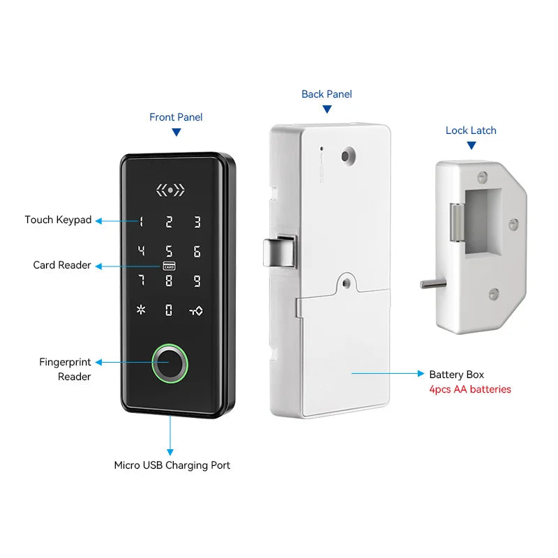 TTLock Smart Cabinet Lock – Password & App Control, 200 Users, Hotel Safe Lock