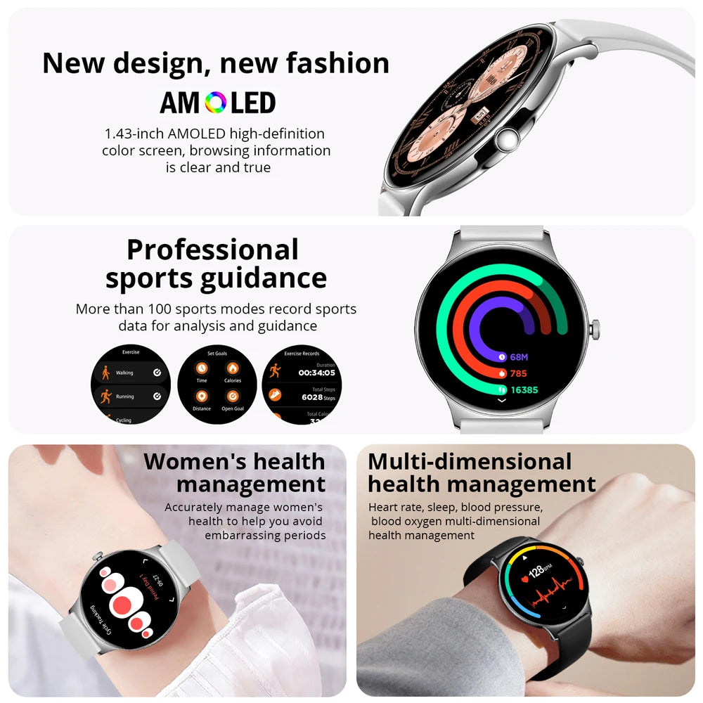 COLMI V89 Γυναικείο Smartwatch 1,43″ AMOLED, Κλήσεις & Υγεία, Μαύρο