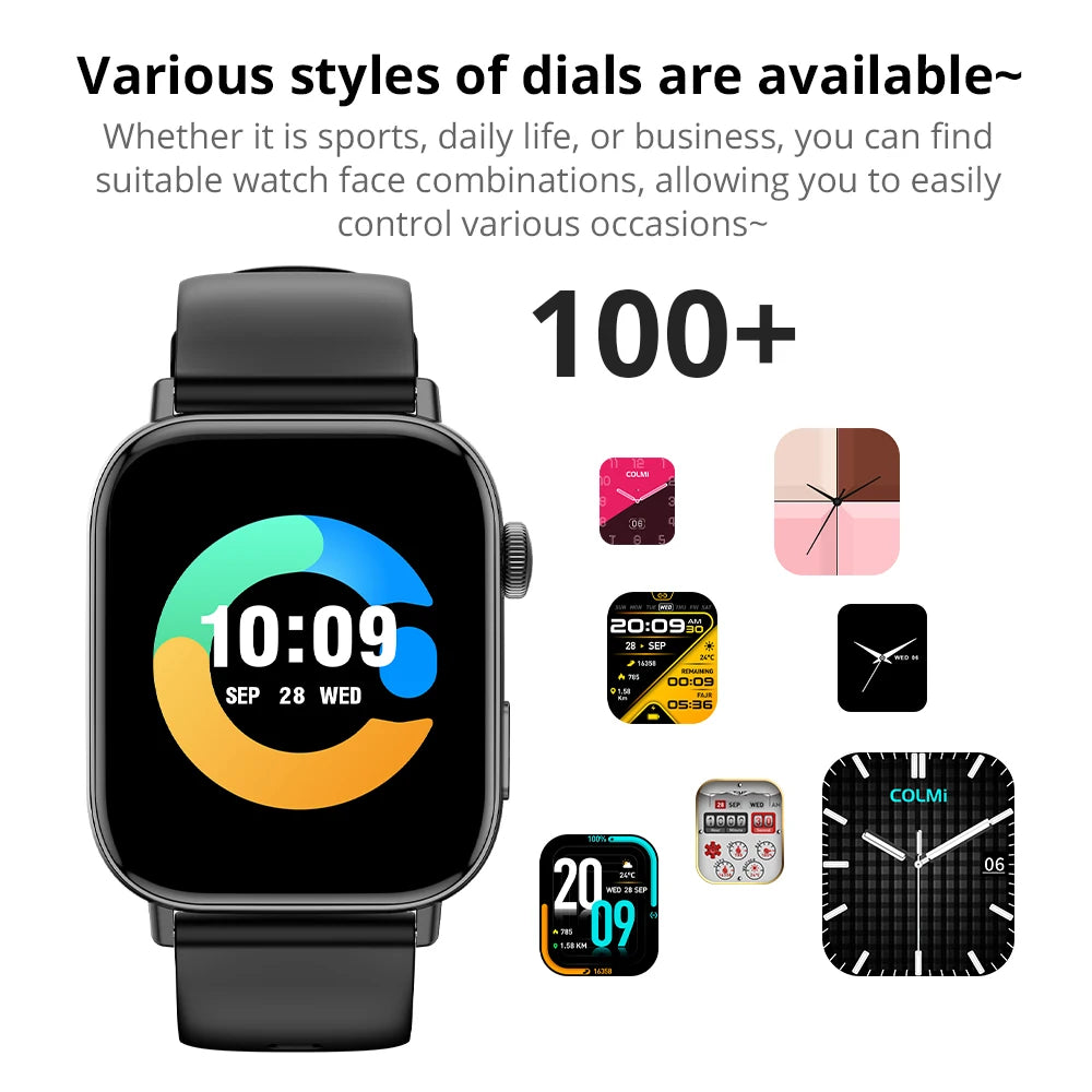 COLMI C8 Max Smartwatch – 1.93" HD Display, Voice Calls & Wireless Charging, Black