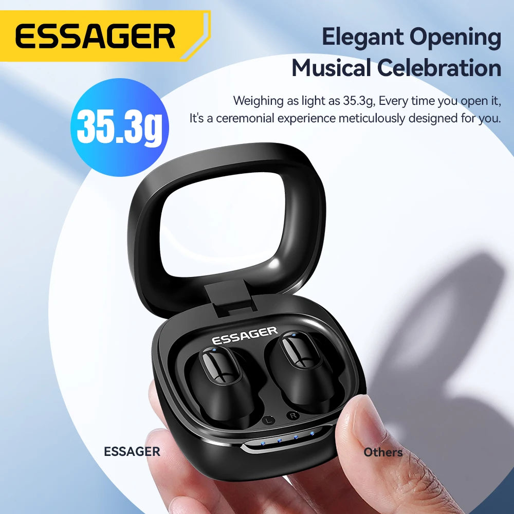 Wireless Earbuds, From Essager, Version ES-02, Supports Bluetooth 5.3, Playtime up to 40 Hours, Color Black