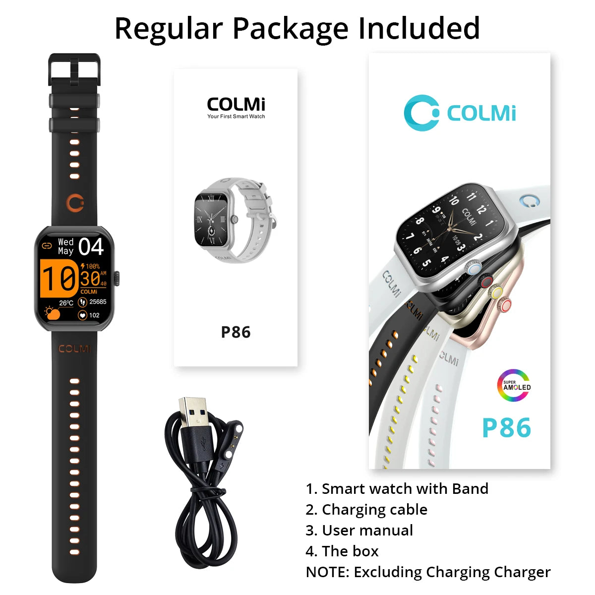 COLMI P86 1.93″ AMOLED Smartwatch – Bluetooth Calls, IP68, Pale Gold