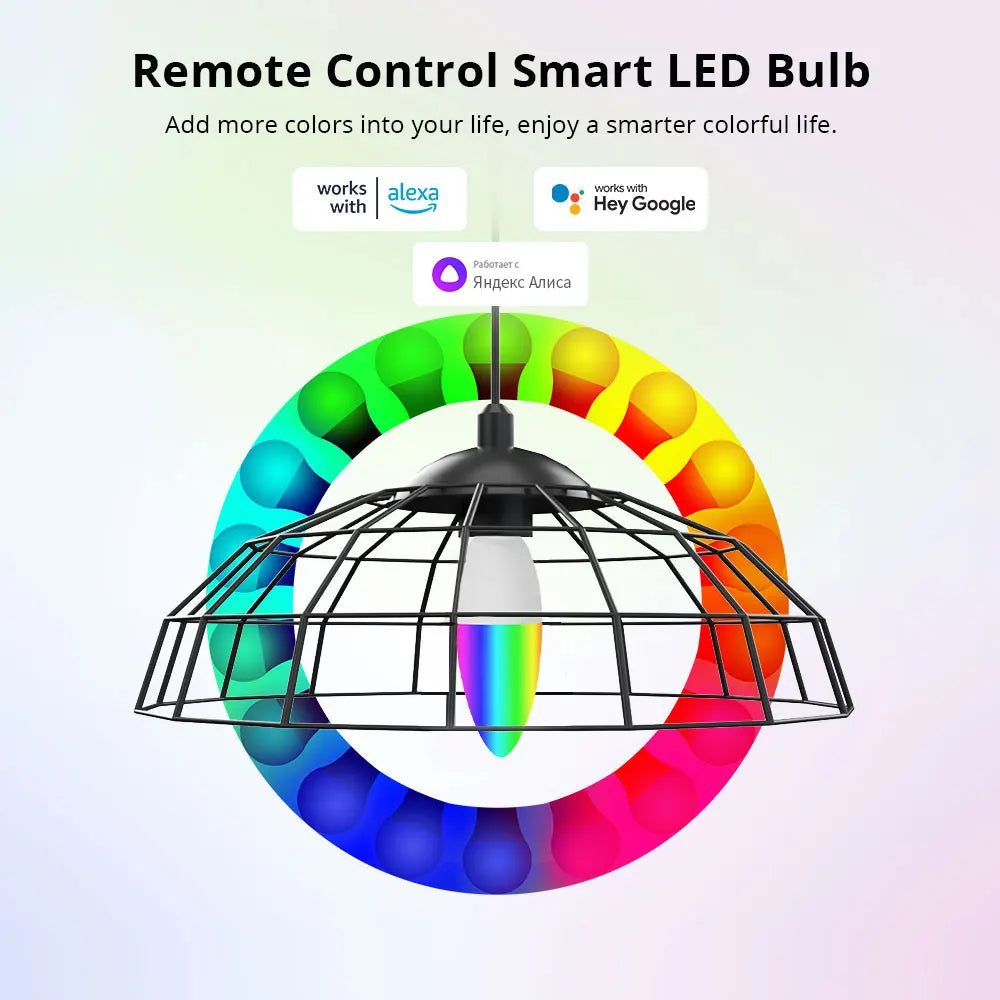 إضاءة ذكية واي فاي، LED، لمبة E14، ألوان متعددة
