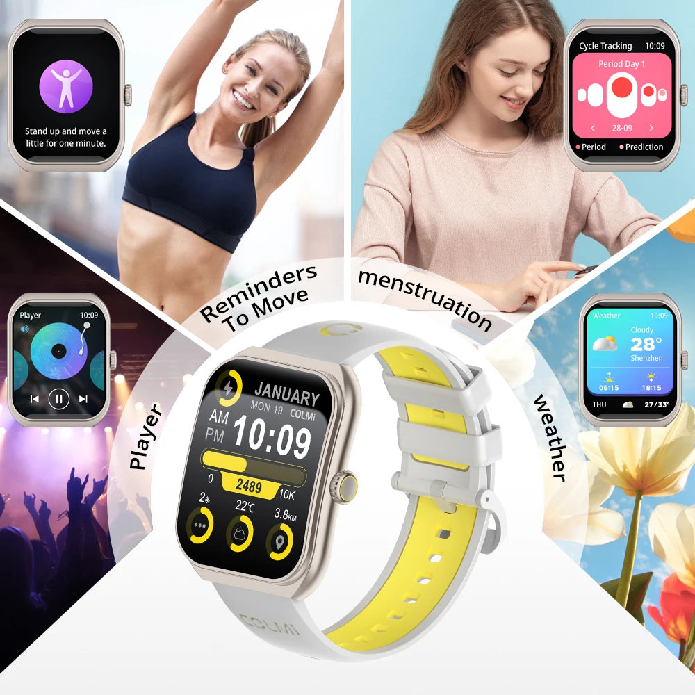 COLMI P86 1.93″ AMOLED Smartwatch – Bluetooth Calls, IP68, Pale Gold