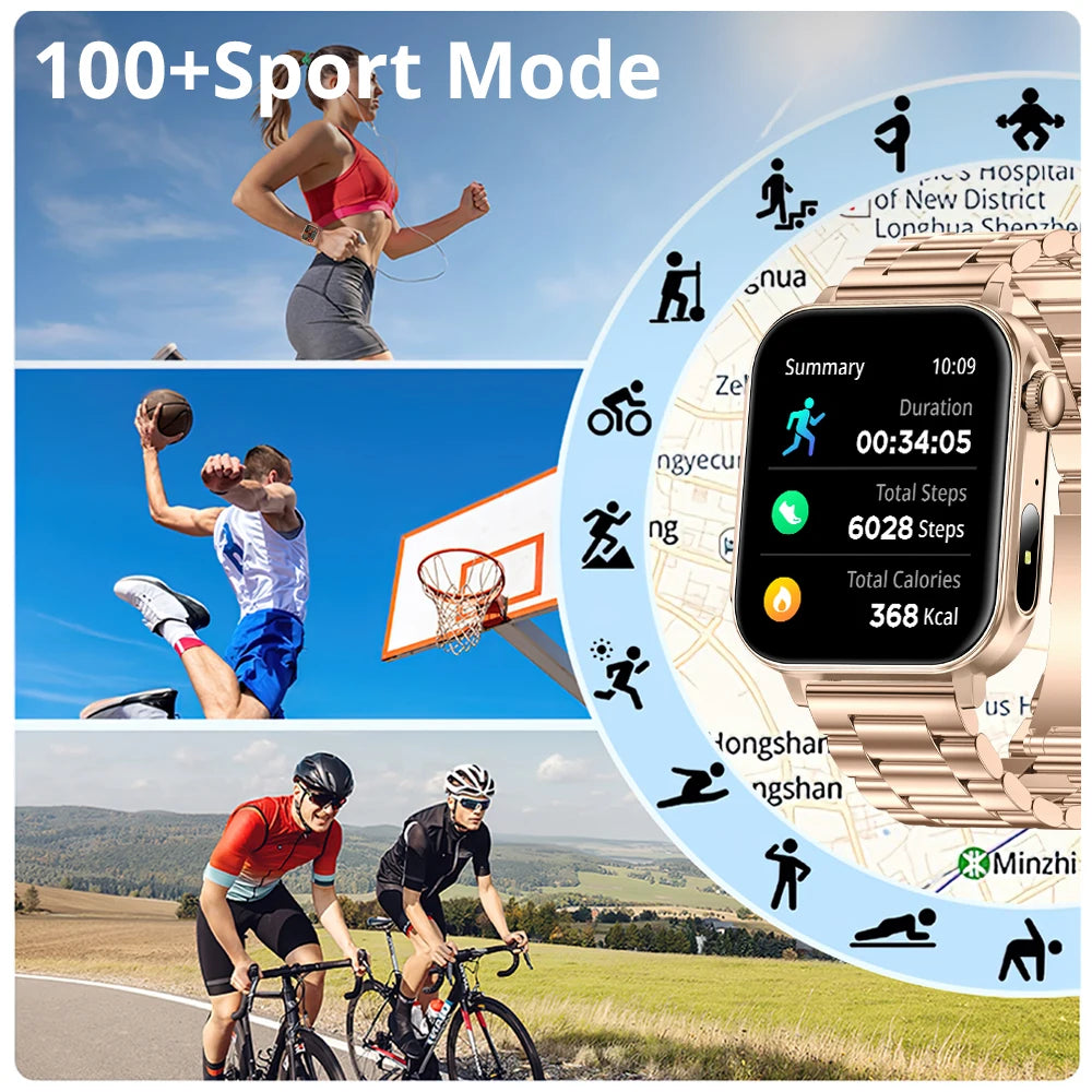 COLMI P80 Type-C Smartwatch with Bluetooth Calls & Flashlight, Black steel strap