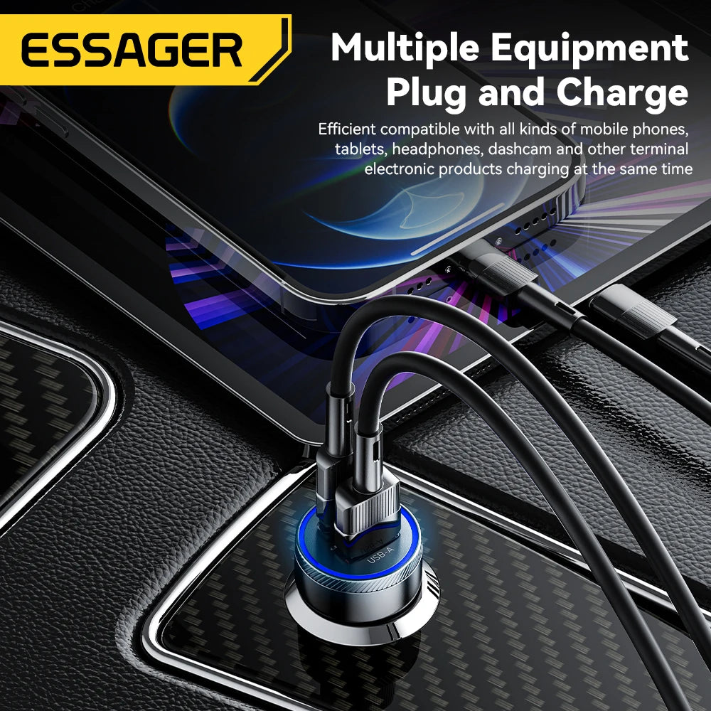 Essager 54W Dual-Port USB Type-C Car Charger – Fast Charging PD3.0 QC3.0