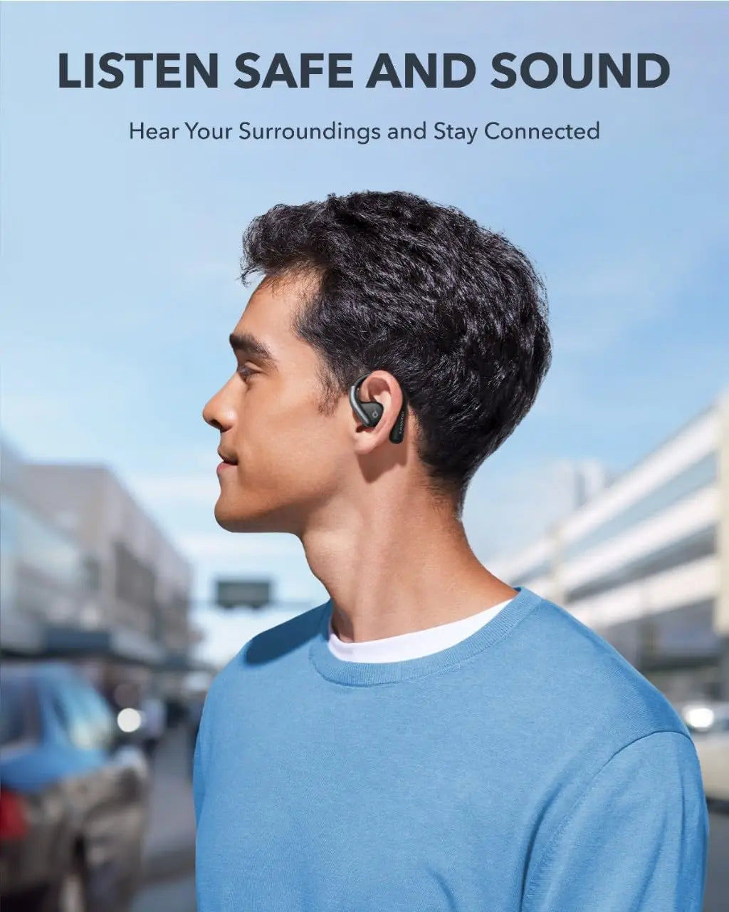 Soundcore AeroFit Open-Ear Earbuds | 42H Playtime, Bluetooth 5.3, Calm White