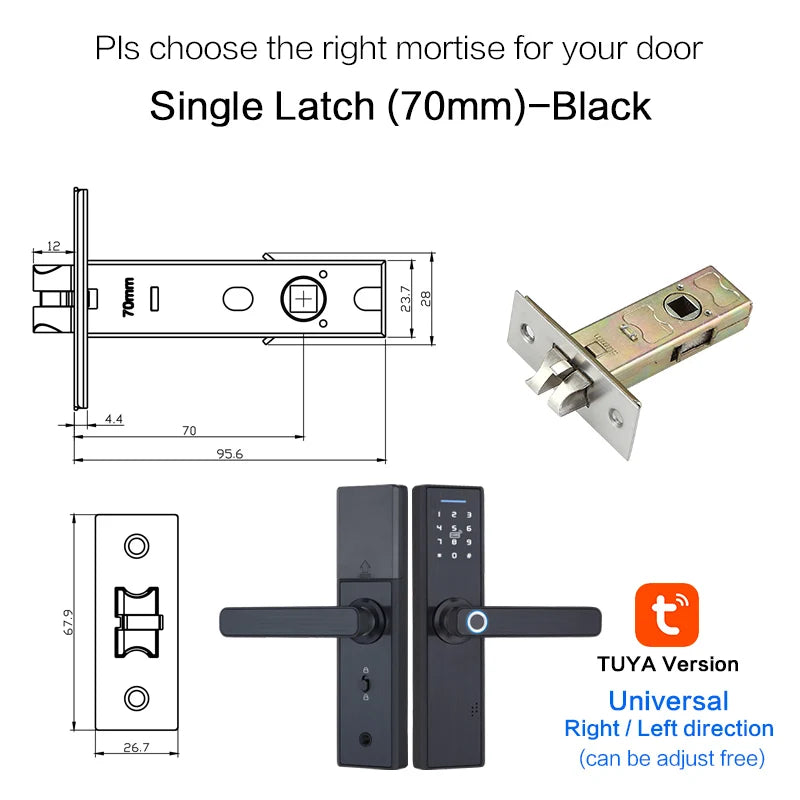 Tuya WiFi Smart Door Lock – Fingerprint, IC Card & Touchscreen Keypad (520TUYA)