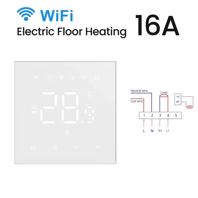 AVATTO Tuya WiFi Heating Thermostat 220V for Floor & Water Heating, White