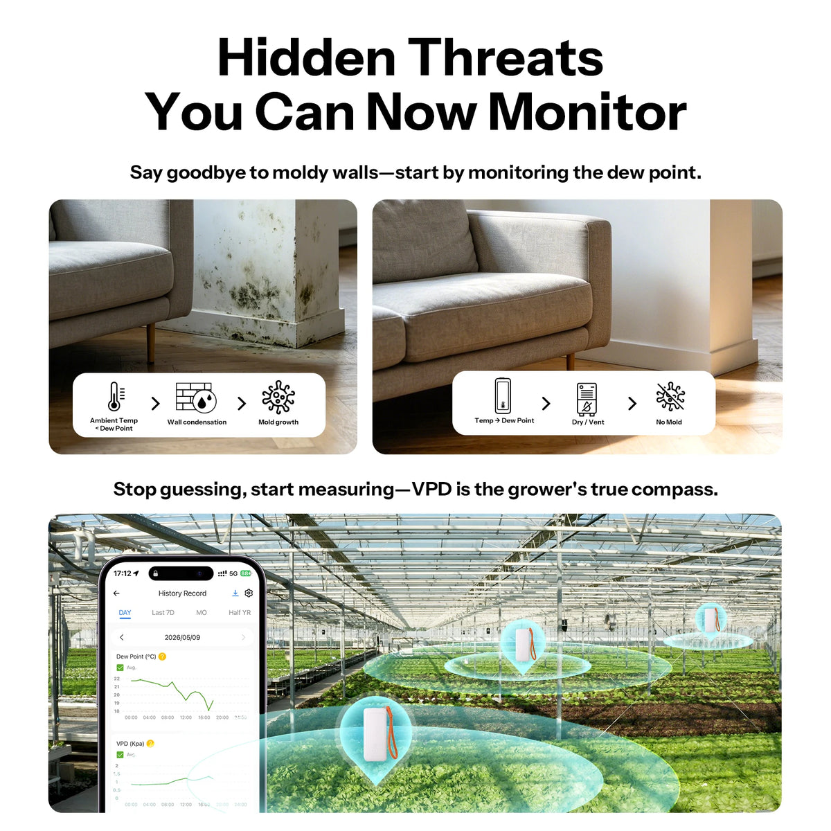 SONOFF SNZB-02B AirGuard TH Lite Zigbee Temperature & Humidity Sensor – ±0.2°C Accuracy, Dew Point & VPD, 6-Month Data (Zigbee Hub Required)