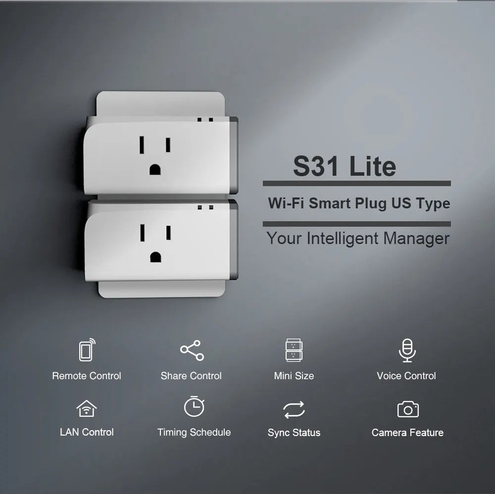 SONOFF S31 Lite US 15A Mini WiFi Smart Plug – App & Voice Control