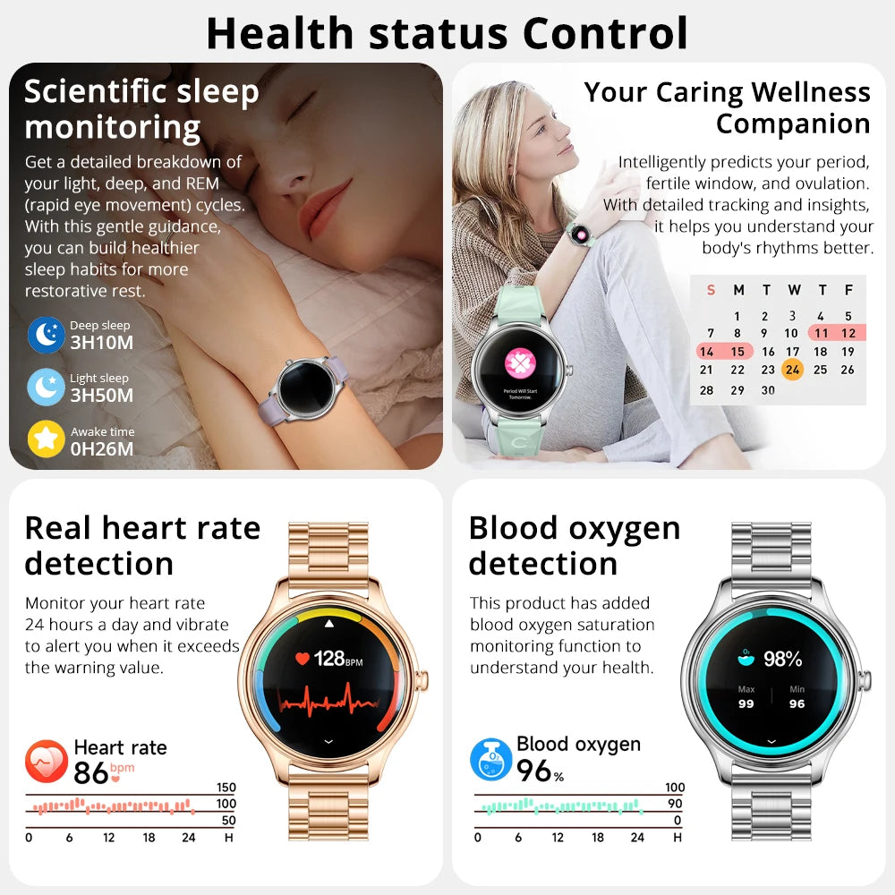 COLMI L28 Air – Ultra-Thin 1.32″ AMOLED Smartwatch, Gold Leather strap