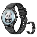 Black smartwatch with panda display on screen, showing brand 'COLMI'.