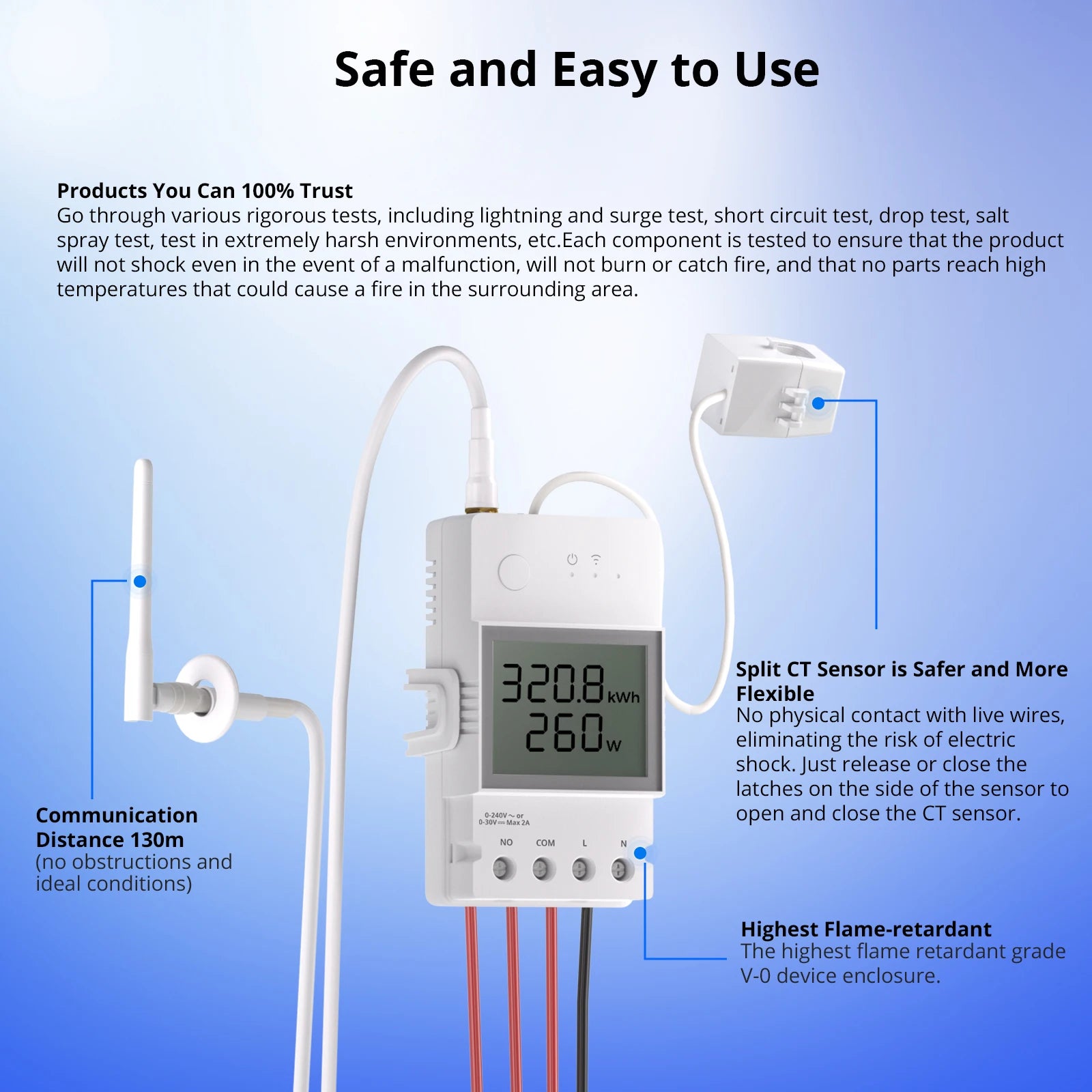 SONOFF POWCT Smart energimätare – 100A WiFi-energiövervakare med kontaktorstyrning