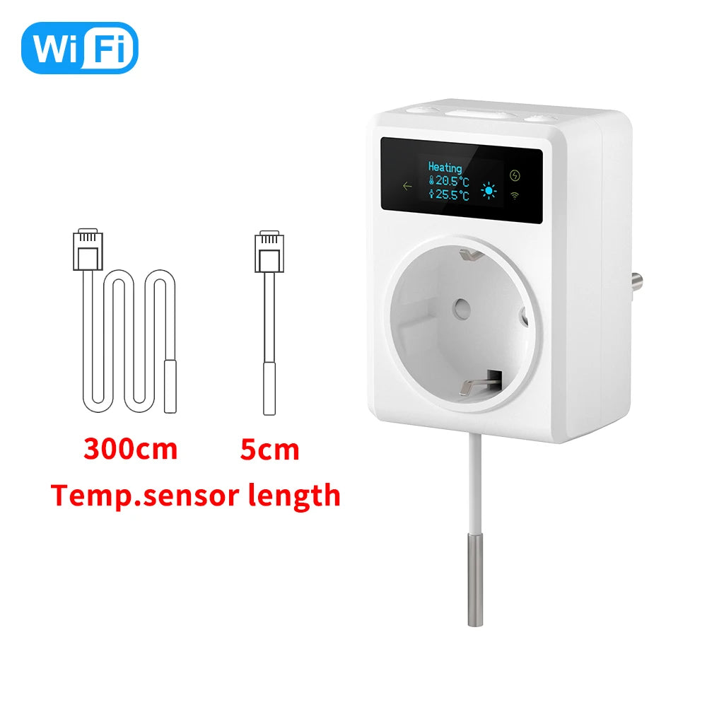 AVATTO Tuya WiFi Thermostat Socket 16A – Heating/Cooling Controller with NTC Sensor