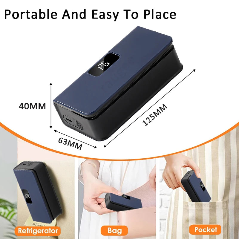 Cooskr 2-in-1 Rechargeable Mini Bag Heat Sealer & Cutter – LED Display 6 Modes Magnetic Portable Food Bag Sealer