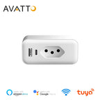 AVATTO Tuya WiFi Smart Plug Brazil – 20A Power Monitor + USB-C Fast Charging