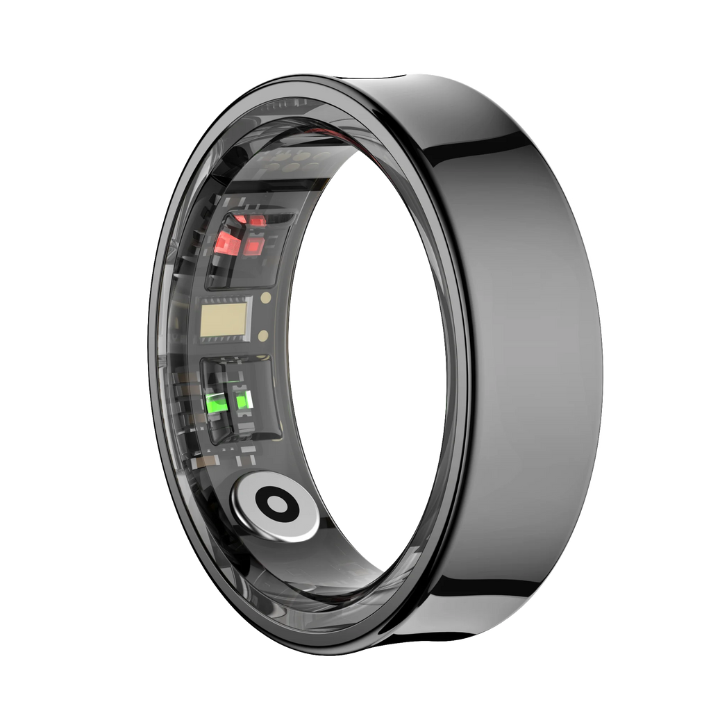 AMOVAN AMR09 Smart Ring – Slim Stainless Steel Health Tracker with Body Temperature, Sleep, SpO2 & AI Analysis for iOS Android