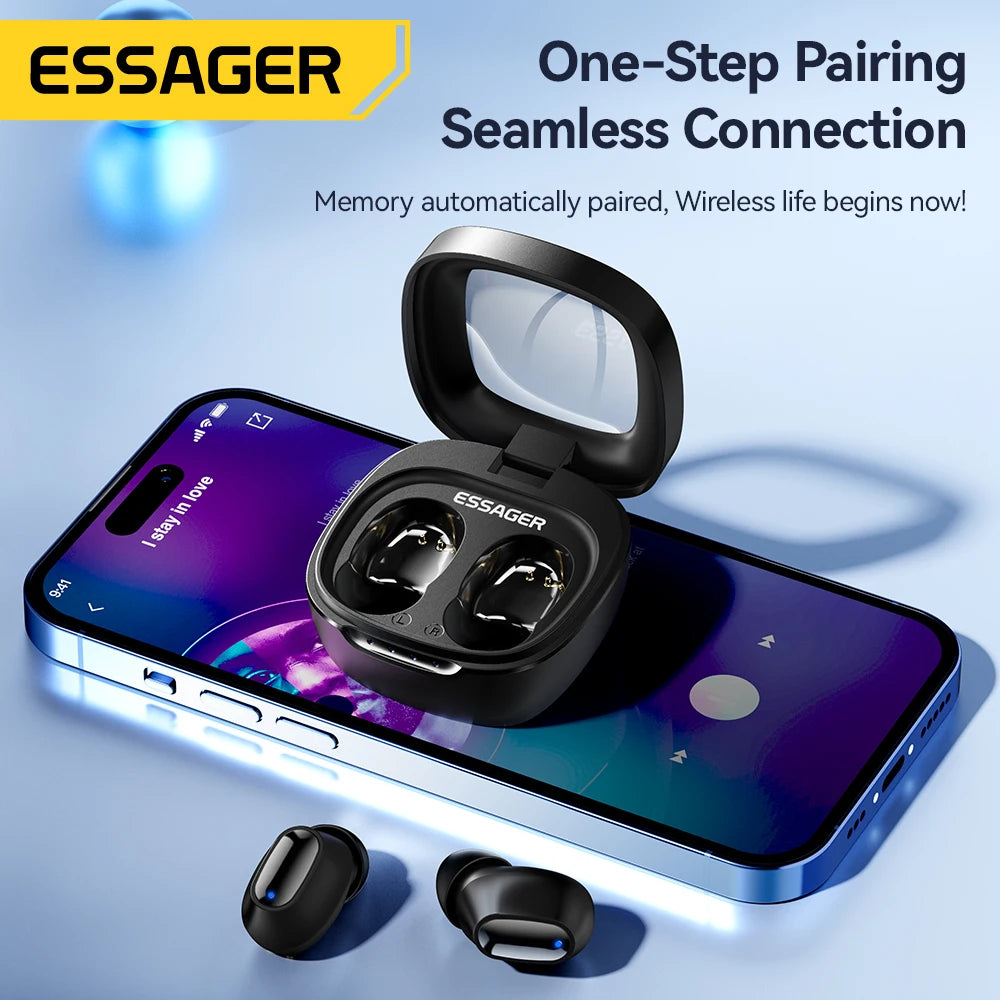 Wireless Earbuds, From Essager, Version ES-02, Supports Bluetooth 5.3, Playtime up to 40 Hours, Color Black