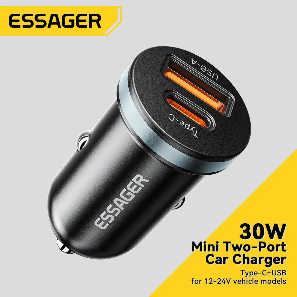 شاحن سيارة من Essager، إصدار Mini بقوة 30 واط