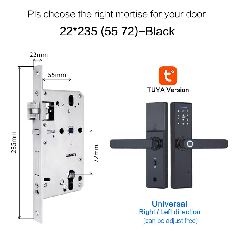 Tuya WiFi Smart Door Lock – Fingerprint, IC Card & Touchscreen Keypad (520TUYA)