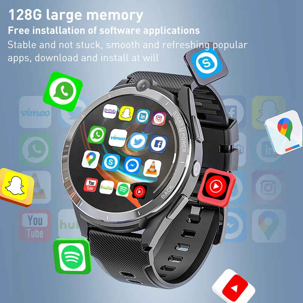 LEMFO Smart Watch, Version LEM16, Android 11 operating system, RAM 6GB, Storage memory 128GB, battery 900mah, Supports 4G connectivity