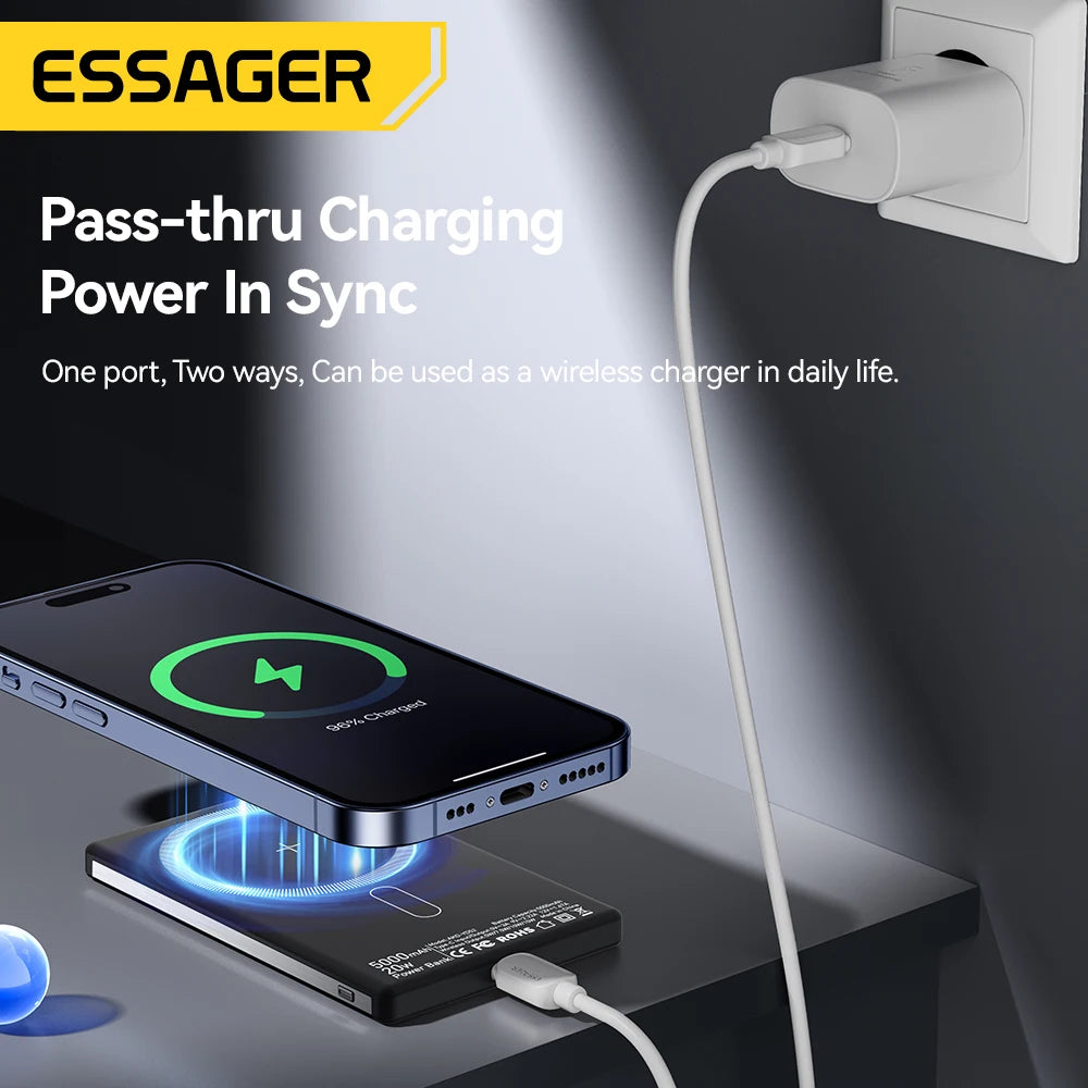 Power Bank, From Essager, Magnetic Wireless Charging, 5000mAh capacity, With PD 20W power