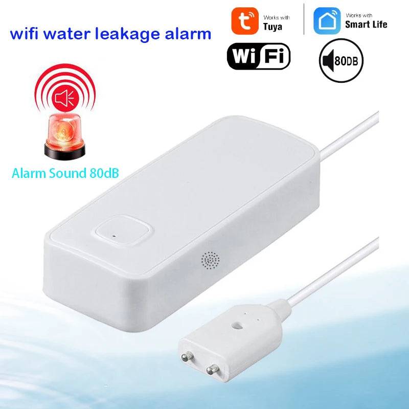 WOFEA Tuya WiFi Water Leak Sensor 2.4G with 80dB Alarm & Level Monitor