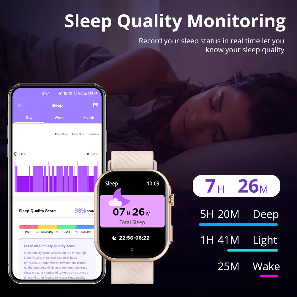 COLMI P30 Plus 2.01″ Smartwatch – Bluetooth Calling, 100+ Sports Modes, Black