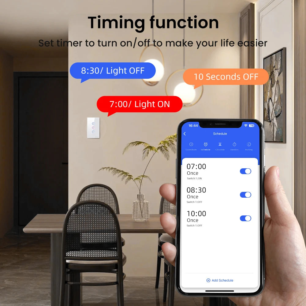 AVATTO Tuya WiFi Smart Groove Touch Switch – No Neutral, Alexa/Google (LTS02RD-US)