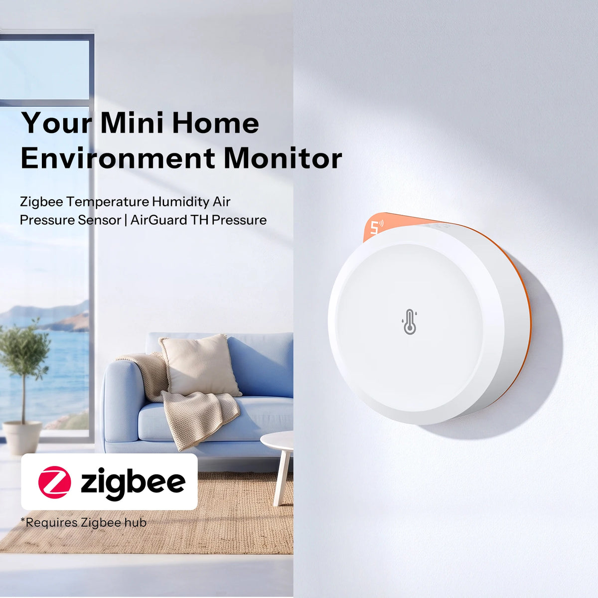 SONOFF SNZB-02M AirGuard TH Pressure Zigbee Sensor – Temperature, Humidity & Barometric Pressure, Dew Point, VPD (Zigbee Hub Required)
