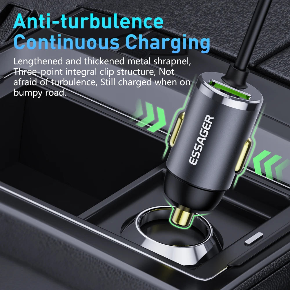 Car Charger, From Essager, F704L Version, With Cable Quick Charge Type C, Power 20W