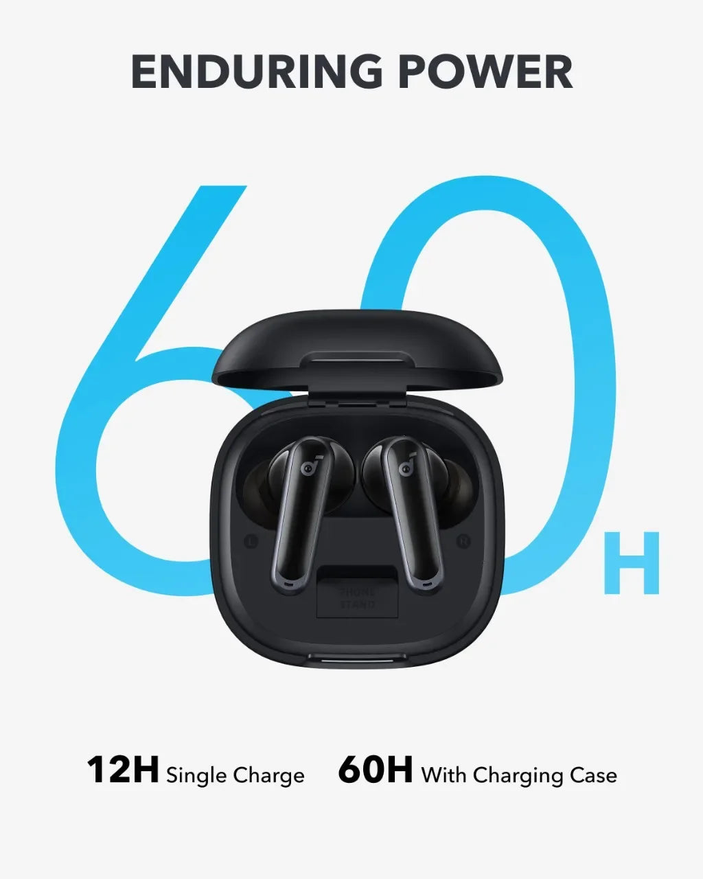 Soundcore by Anker P40i ANC ワイヤレスイヤホン、最大60時間再生、Bluetooth 5.3、2-in-1 スタンド型充電ケース、11mm ドライバー、AI 6マイク通話、IPX5、防水、ホワイト