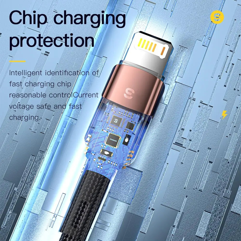 Charge Cable USB A To Lightning, From Essager, Color Brown