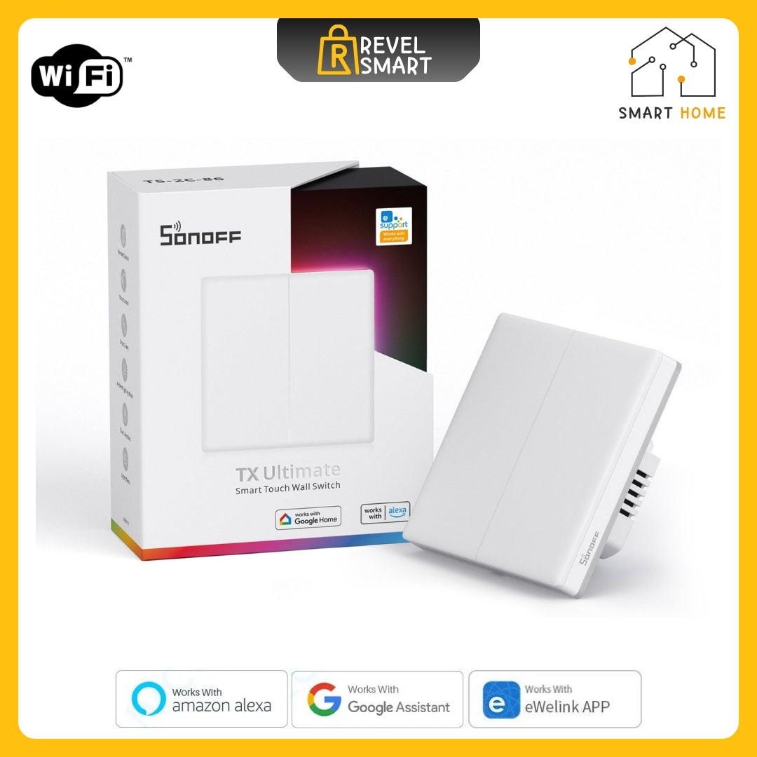 Smart Wall Switch, From SONOFF, T5 version, Supports WIFI, Maxload 10A, With side lighting