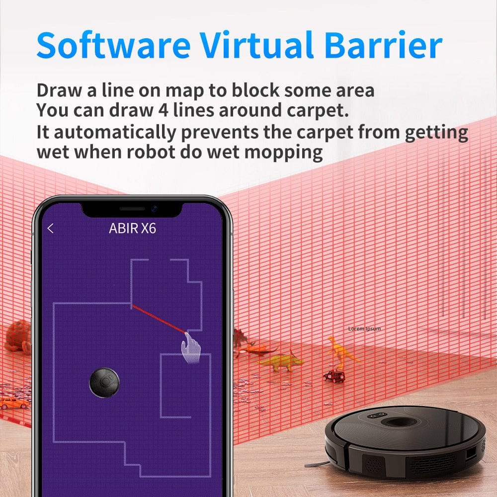 ABIR ABIR X6 Robot Vacuum Cleaner, Visual Navigation,APP Virtual Barrier,6000PA Suction