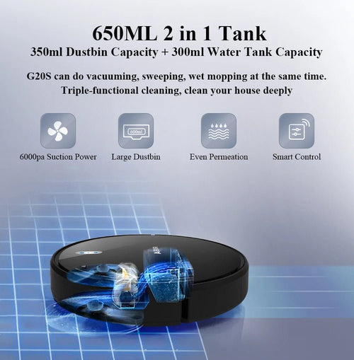 ABIR G20S Smart Robot Vacuum Cleaner – 6000Pa Suction, 2D Mapping & Wet Mopping - Revel Smart